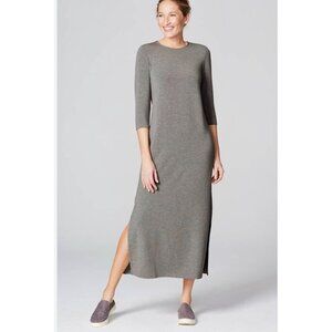 J. Jill Pure Jill Getaway Maxi Dress Size M Women's Dark Gray 3/4 Sleeve Slit